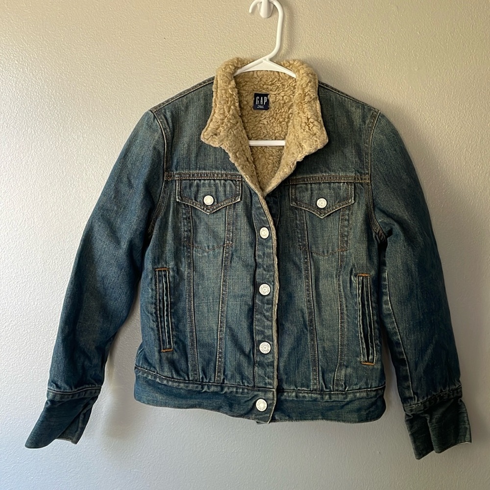 Gap Fur Denim Jacket Y2K Size S